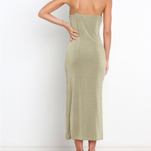 Petal & Pup Diani Dress Green Size 4 Olive Green Midi Slit Party Wedding Formal - Picture 3 of 10